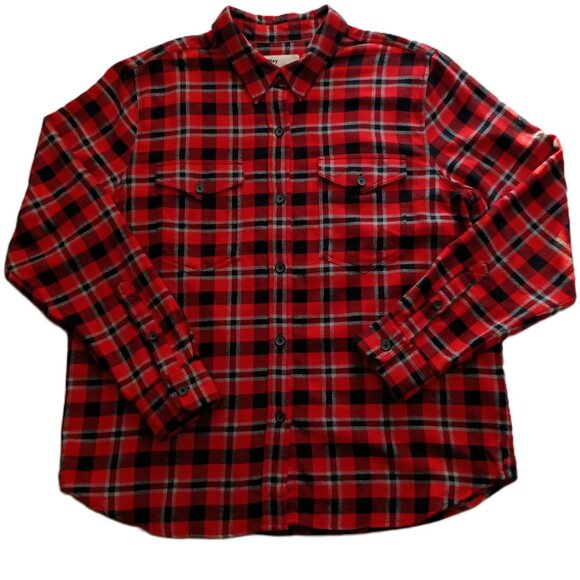 Tilley Plaid Flannel Long Sleeve Button-down Shirt Red Black Gray Men’s Size XL - Picture 13 of 13